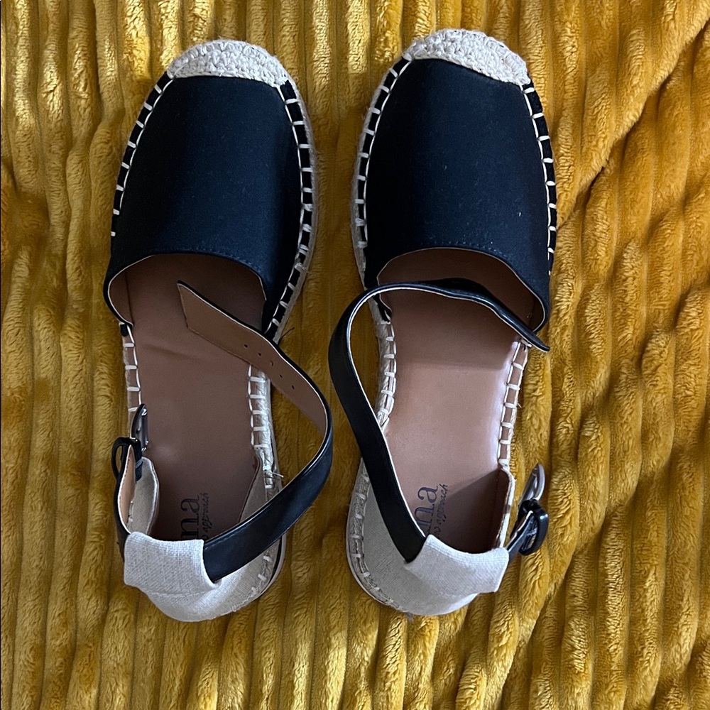 a.n.a Black and Cream Espadrille Flats